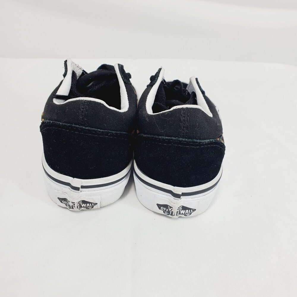 Vans Off The Wall Girls Black Sneaker Shoes Skater Leopard Lace Up Size 11 - Picture 7 of 10